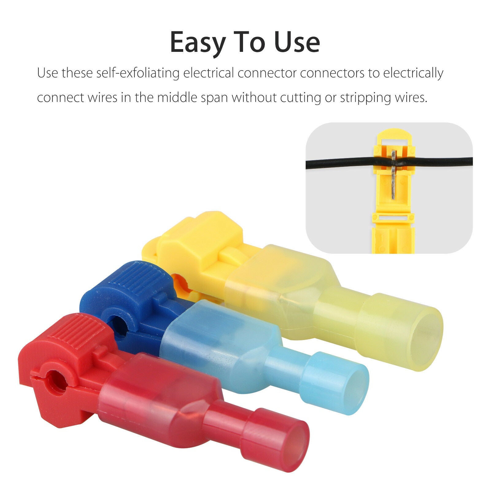 60pcs 22-10AWG Insulated  T-Taps Quick Splice Wire Terminal Connectors Combo Kit