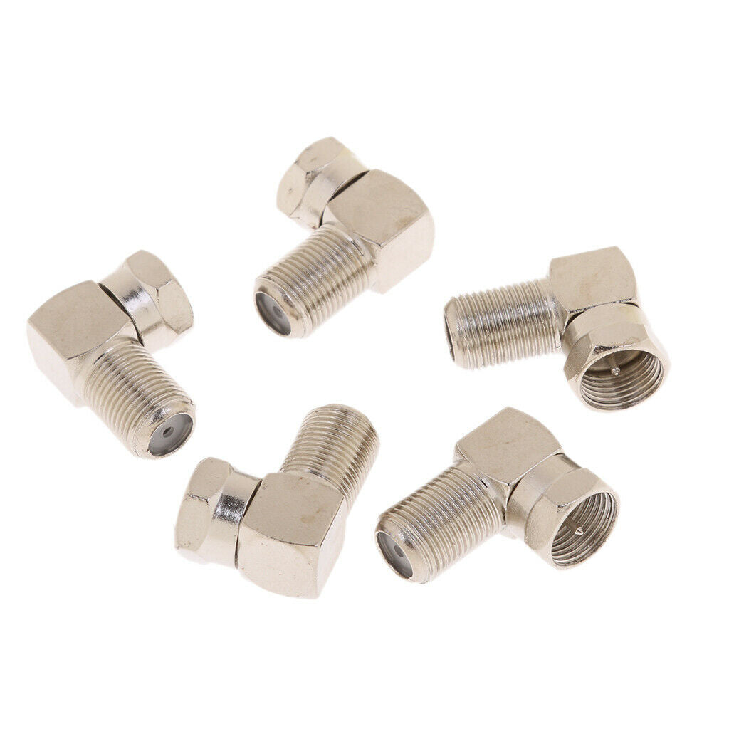 5pcs F Type Angle 90 Degree Coaxial Cable TV Adapter RG6 Connector