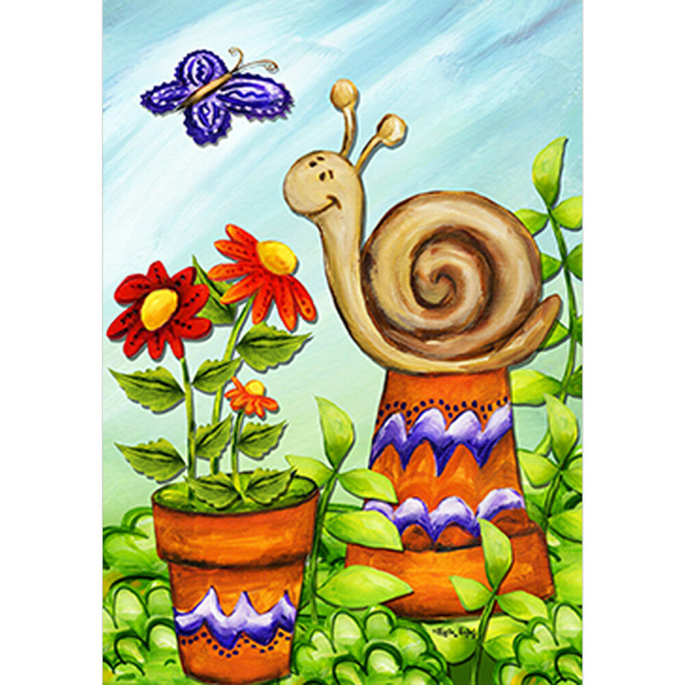Snail And Flower Butterfly Garden Flags Yard House Decor Flag Banner 12X18"