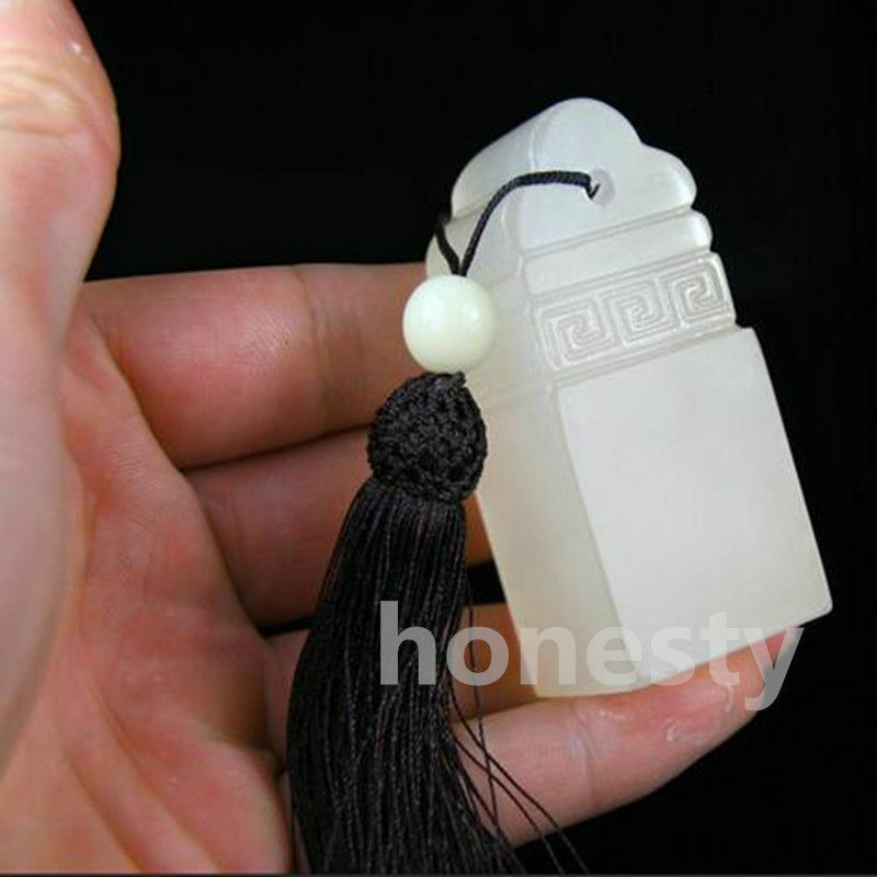 Chinese Traditional Carving Seal Sculpture Stone White Jade DIY Seal Art Craft
