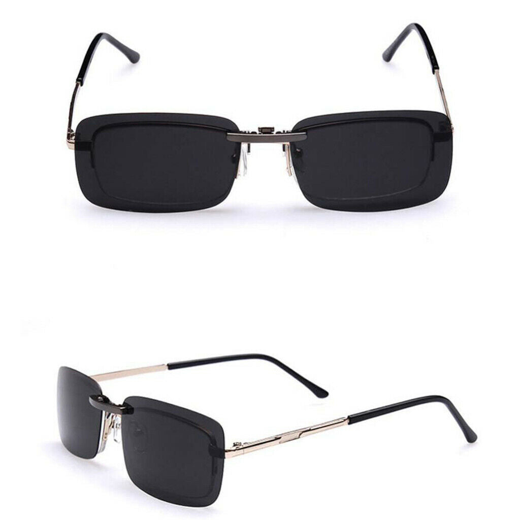 2pieces Polarized Clip On Flip Up UV400 Driving Rectangle Sunglasses