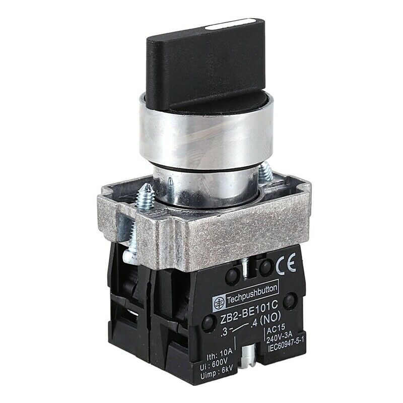 22mm Latching 2 NO 3-Position Rotary Selector Select Switch ZB2-BE101C Black CQ1