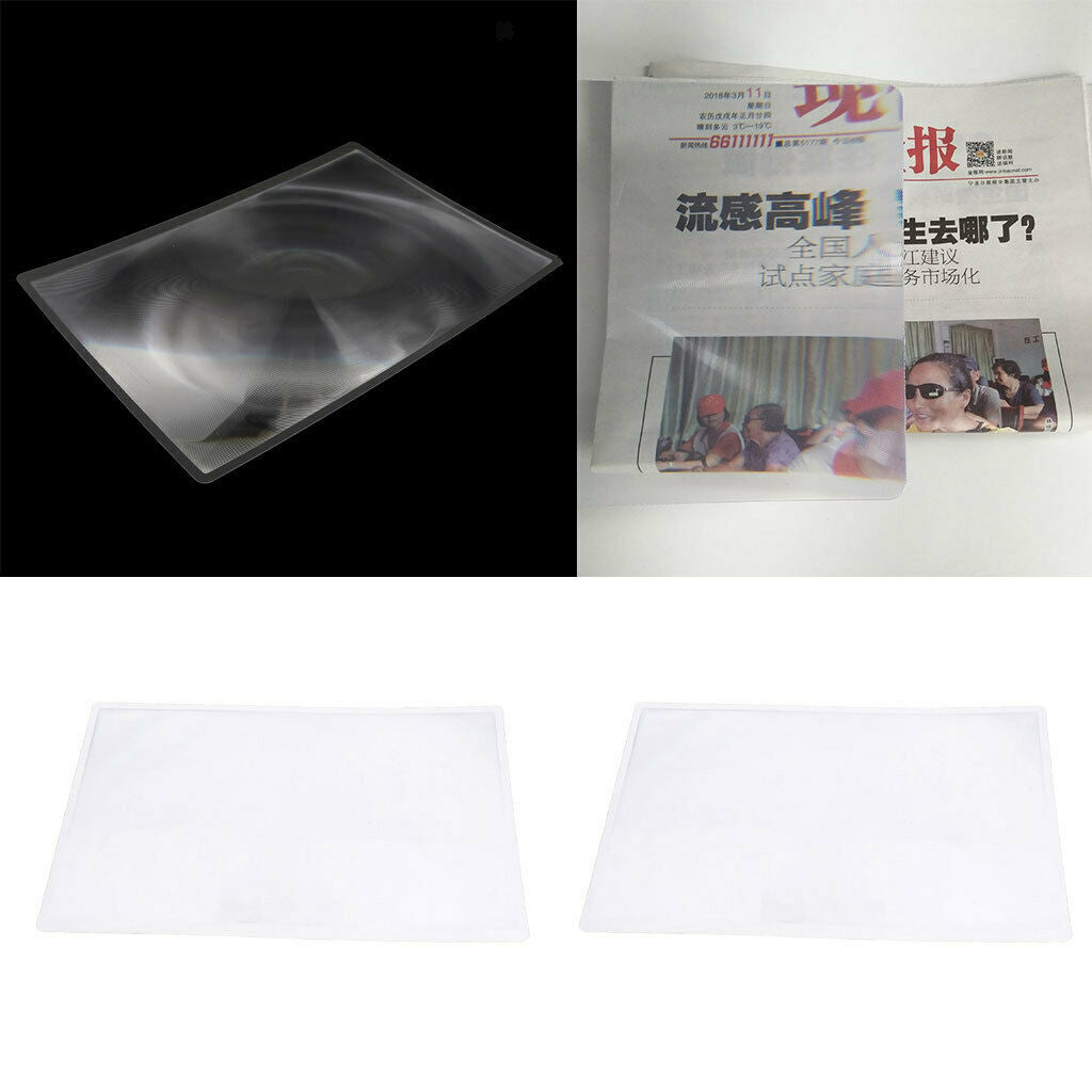 2pcs, 11.7x8.3'' Full Page Triple Reading Lens Magnifier, Distortion-Free