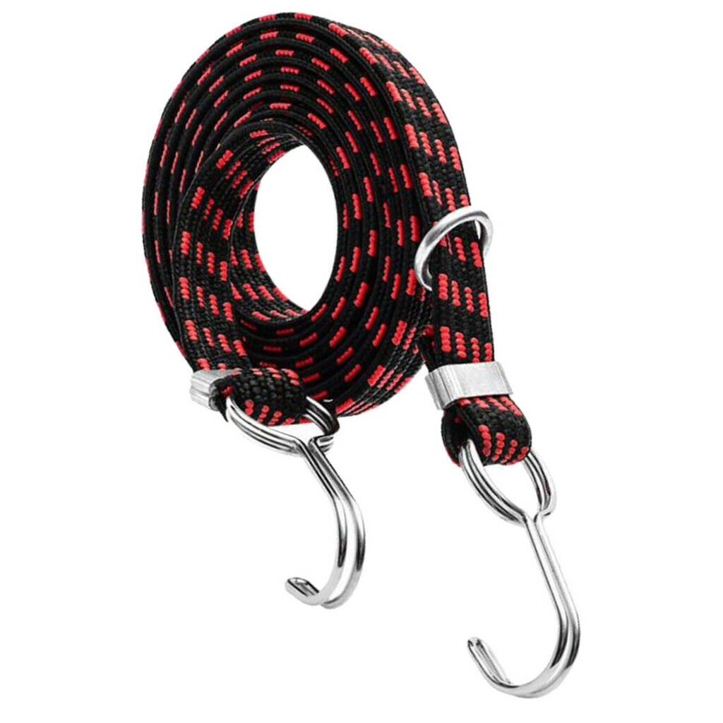 Red Motorcycle Bike Cargo Luggage Helmet Rope Strap Elastic- 100-300cm 200cm