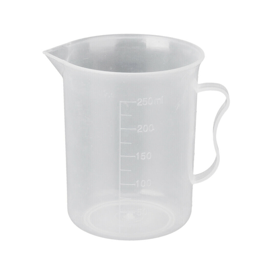 250ml Plastic Clear Graduated Measuring Cups Beakers Container for Lab, Kitchen,