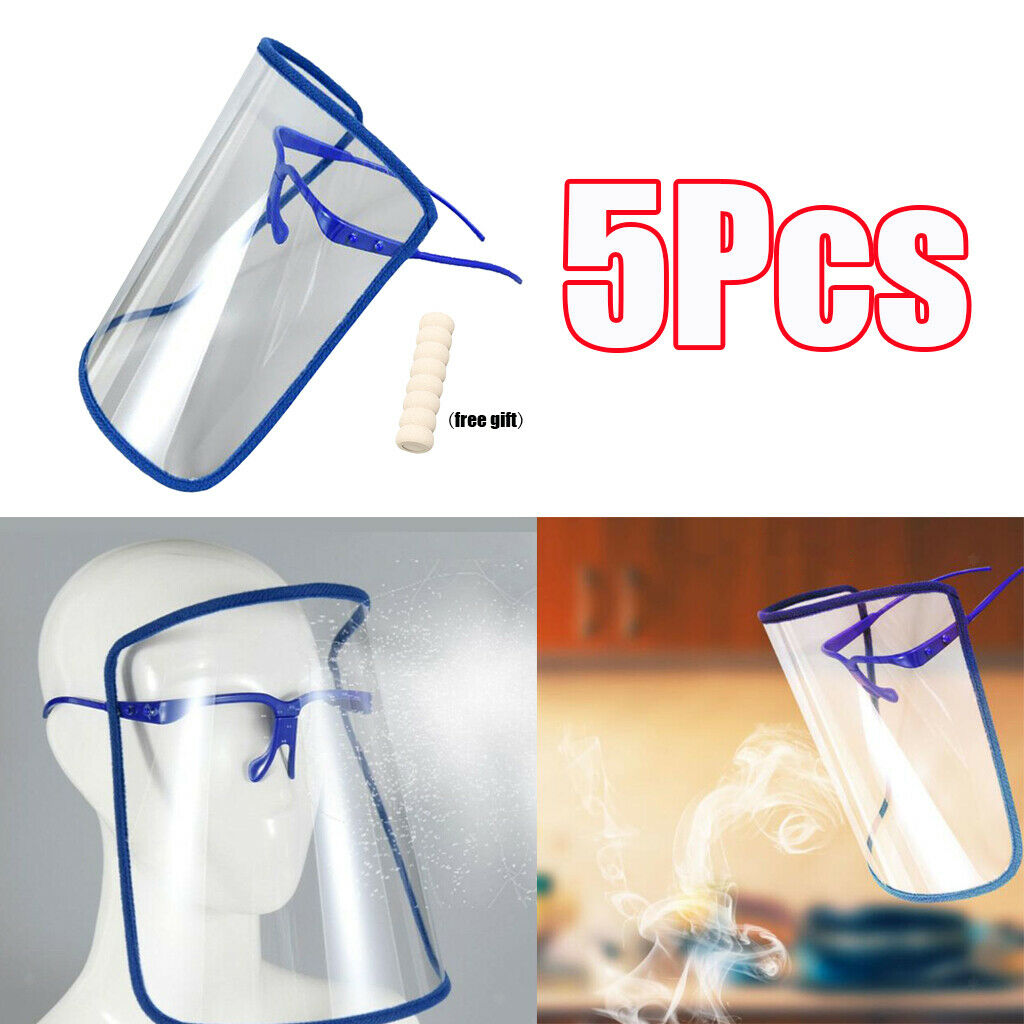 5Pcs Clear Full Face Shield Guard Goggles Visor   Protector Washable