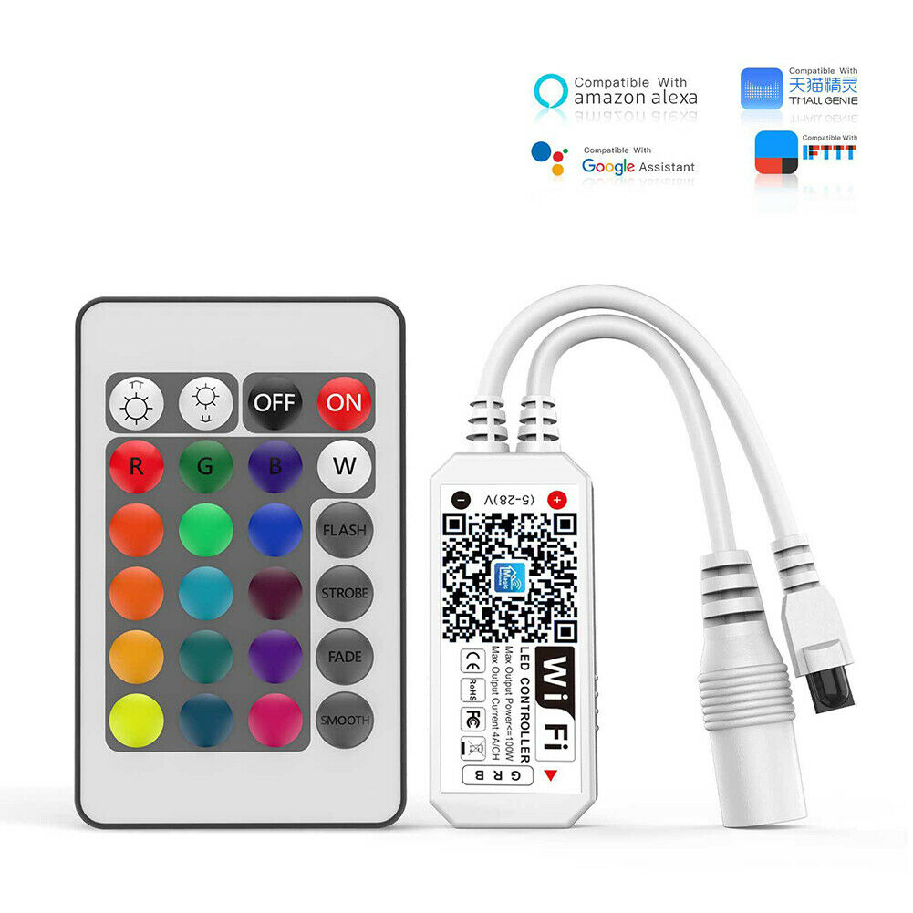 1x Mini Bluetooth/WiFi LED Controller w/ IR Remote For RGB&RGBW LED Strip Light