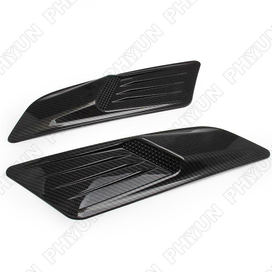 2x Carbon Fiber Style Air Flow Intake Hood Vent Bonnet Covers Decorative Trim