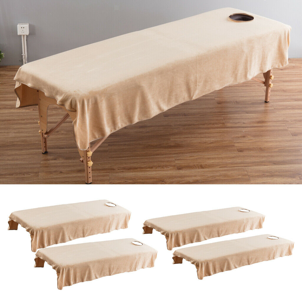 4pcs Massage Table Bedding Sheets Cosmetic Hotel Facial Bed Cover Camel