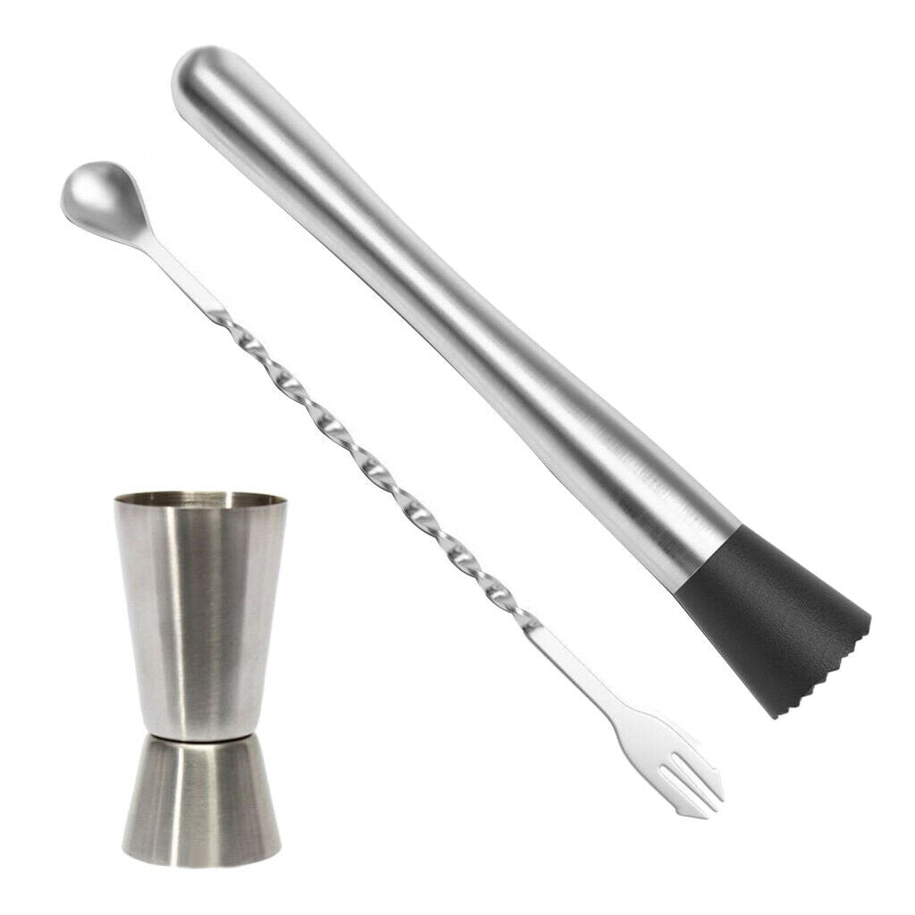 Stainless Steel Cocktail Muddler Blender Drink Bartender Martini Bar Tool Set