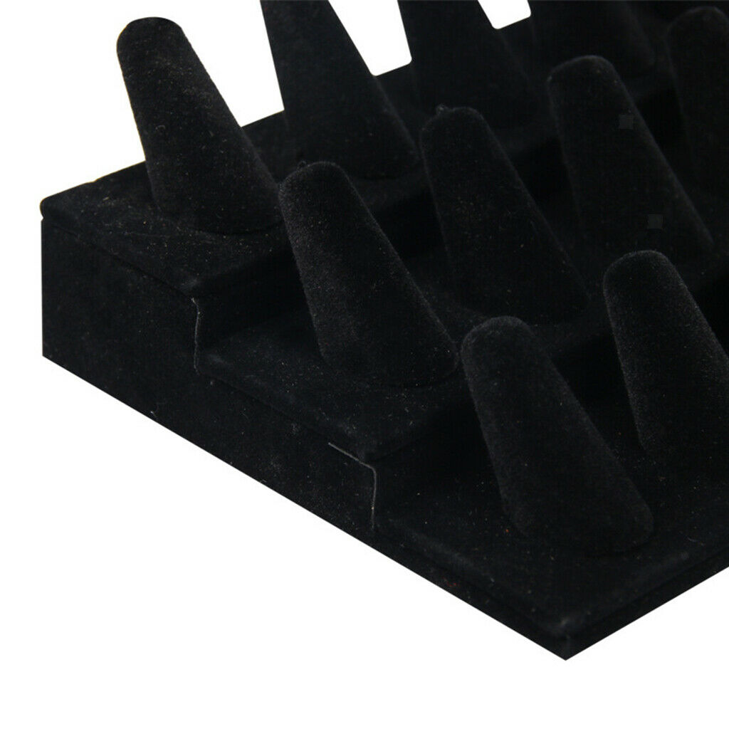 Wooden Cone Shape Finger Ring Display 18 Slots for Shows Home Accessories