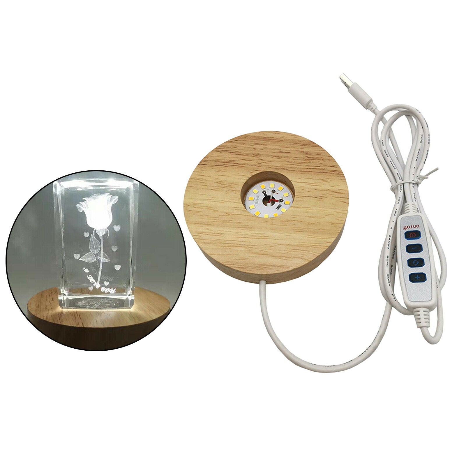 3 Colors Adjustable Wooden LED Light Display Base Stand for Crystal Ball