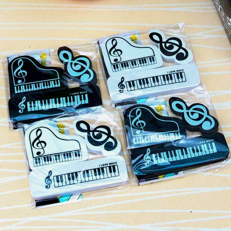 3pcs Musical Piano Notes Rubber Pencil Eraser School Student Stationery Gifts