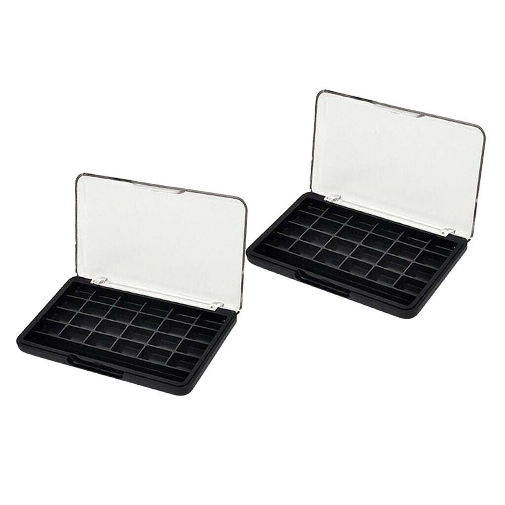 2Pcs 24 Grids Makeup Eyeshadow Palette Blusher Pressed Powder Container Case