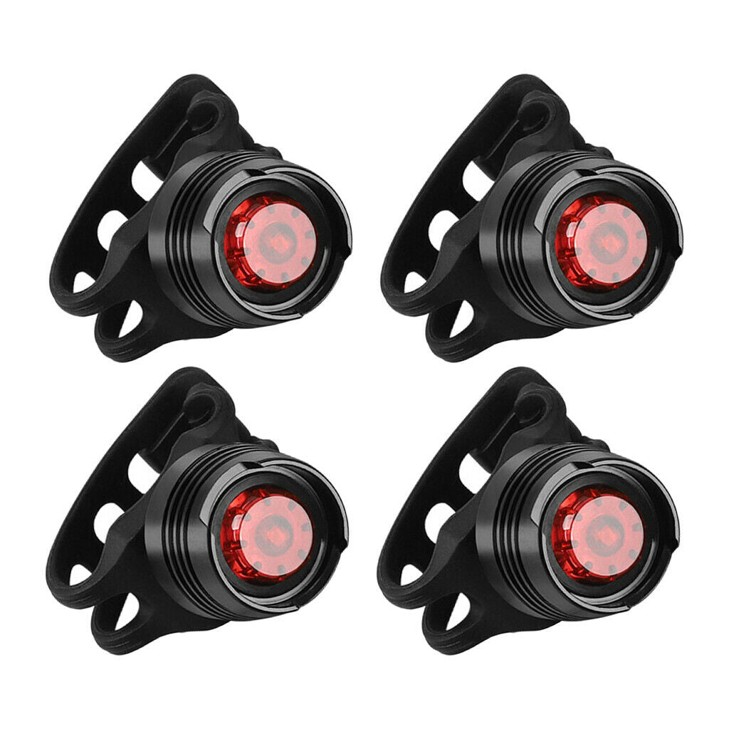 4 Packs Durable Bike Rear Light Tail Light Back Taillight Strap-on 27g
