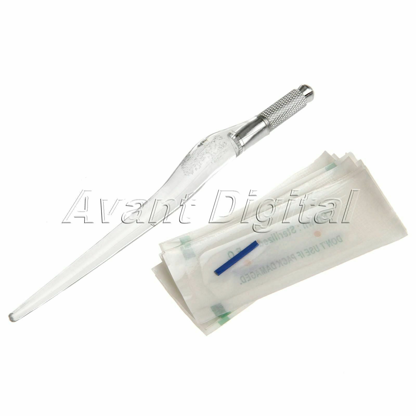 50PCS 7 Curved Blade Needles For Permanent Eyebrow Makeup With Gift Tattoo pen