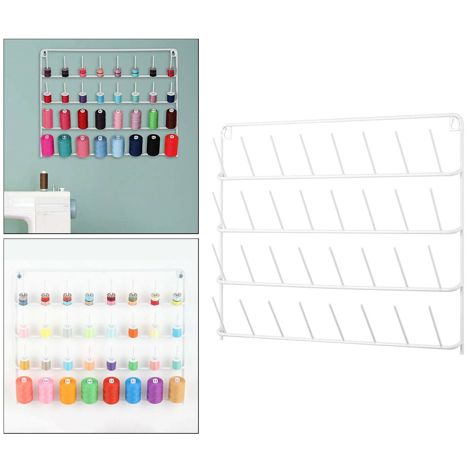 Metal Wall Hanging Thread Holder 32-Spool Sewing Thread Rack Organizer Tools