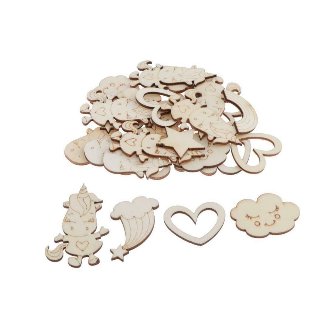 30pcs Wooden Cutouts Heart Shapes Wood Crafts Ornaments Wedding Decorations