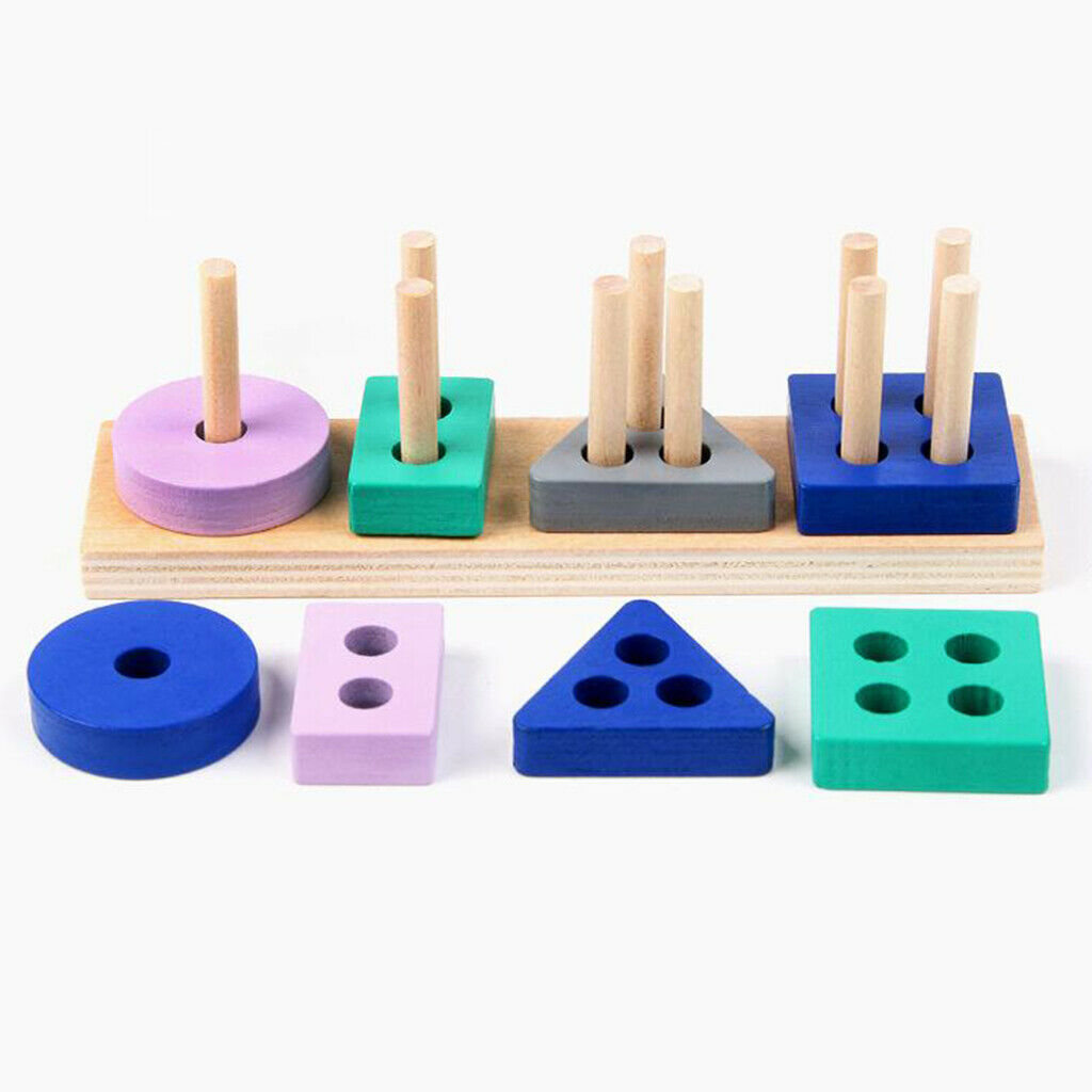 Kids Shape Color Recognition Geometric Sorting Board Stack Sort Puzzle Toys