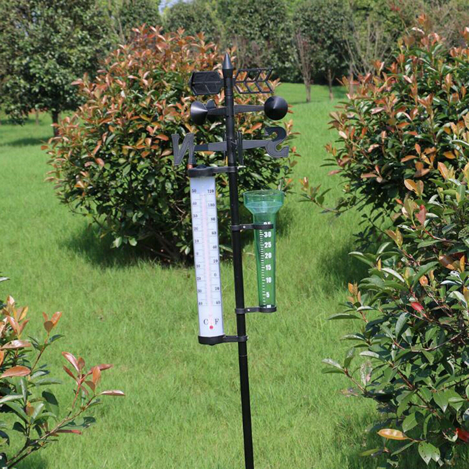 Weather Station Rain Gauge Thermometer Wind Direction Arrow Outdoor Barn