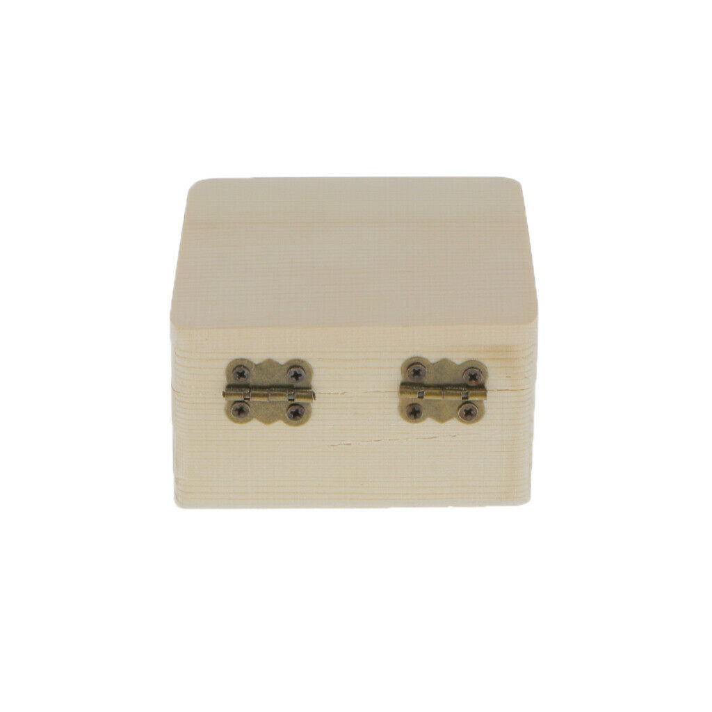 2PCS Unfinished Unpainted Wooden Jewelry Box DIY Storage Chest Treasure Case