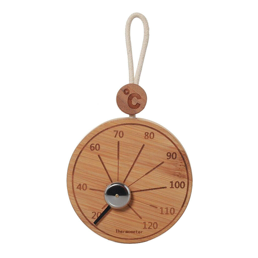 Bamboo Round Sauna Thermometer Hygrometer Celsius Temperature Measurement Meter