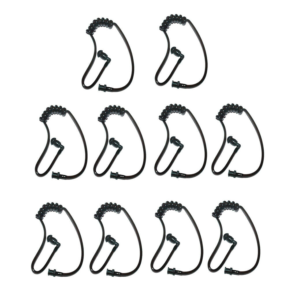 10Piece Black Coiled Acoustic Tube with Earbud and Connectors (Twist On)