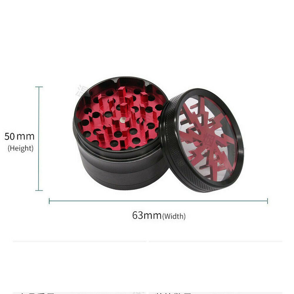 Aluminum Herb 63MM 4 Layers Tobacco Herb Grinder Metal Non-Stick 2.48"  Red 1PC