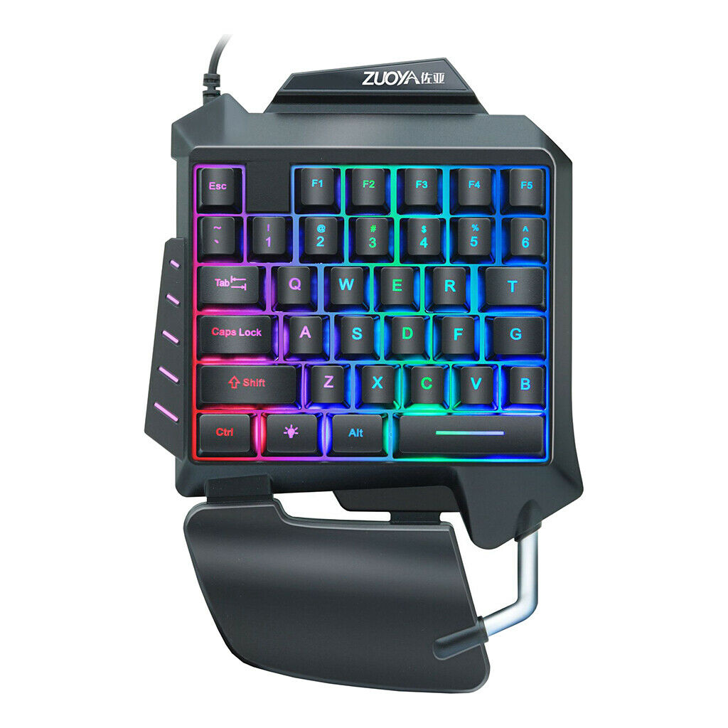 One-Hand Small Gaming Keyboard with Palm Rest 35 Keys RGB Colorful Backlight
