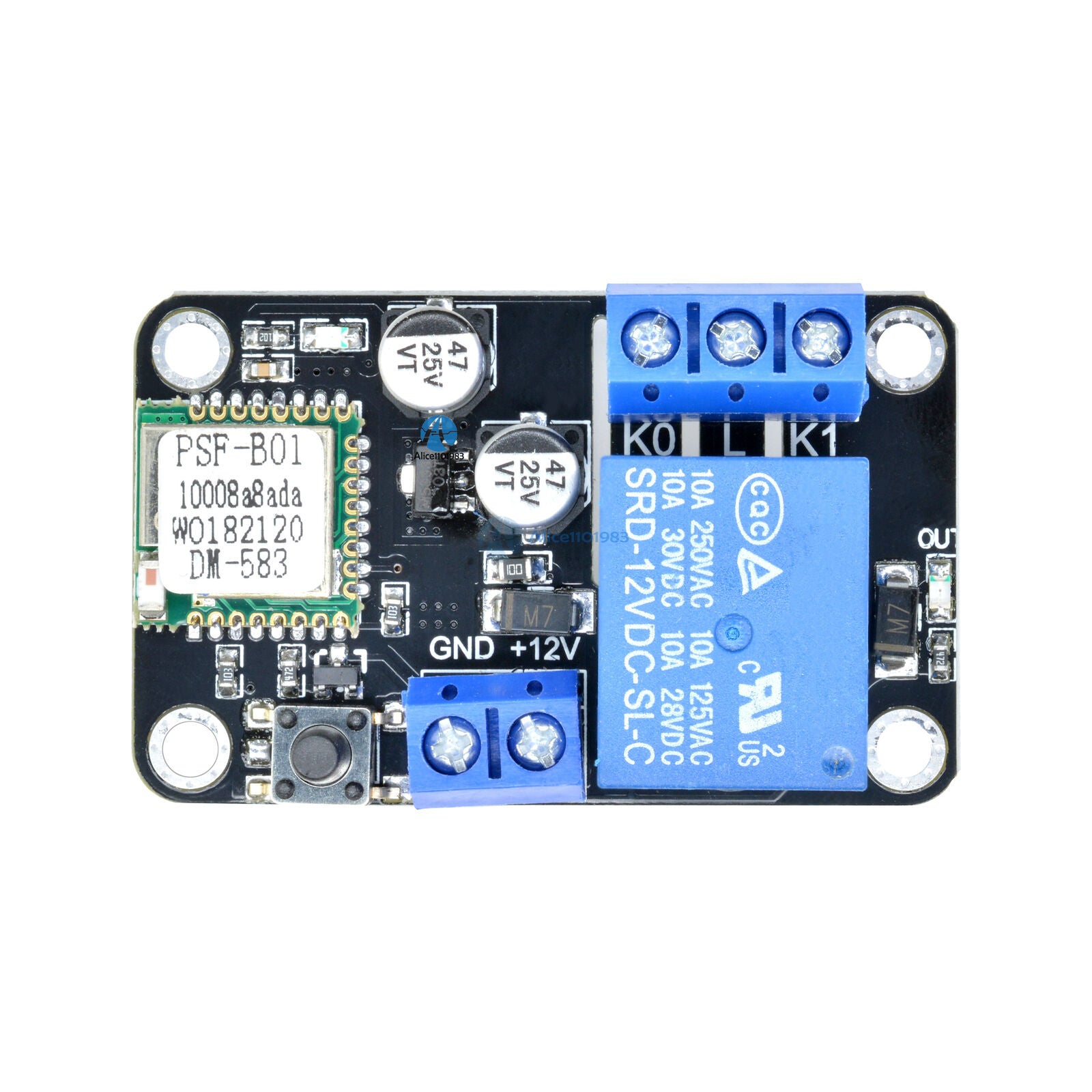 DC12V Smart Wifi Wireless Self-lock Switch Delay Relay Module By APP IOS Android