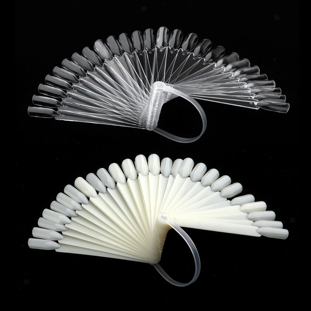 Total 64 Tips Fan-shaped Nail Art Tips Display Board for Salon Home DIY