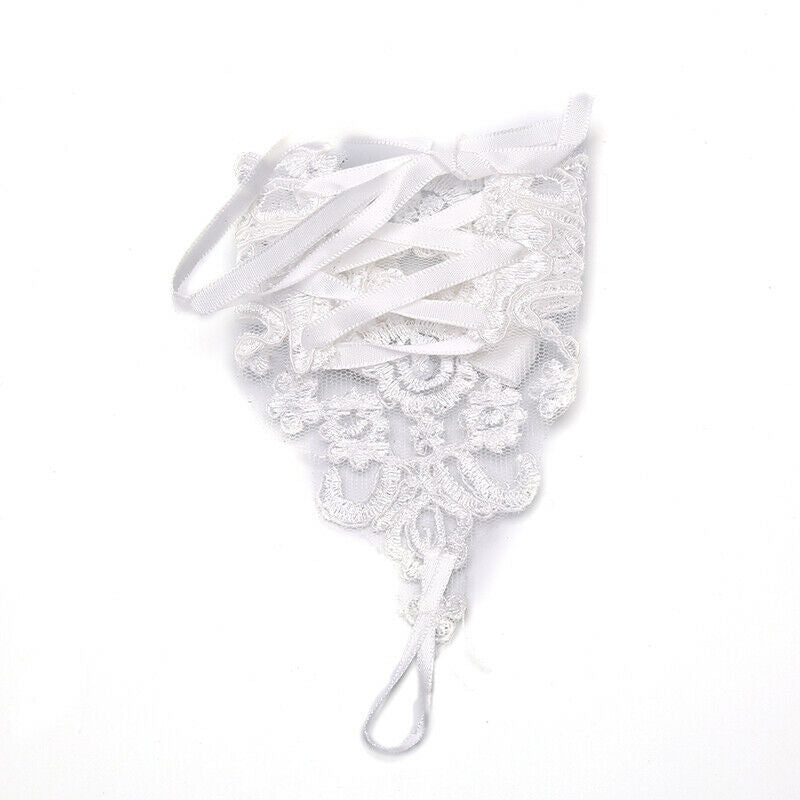Short Lace Floral Rhinestone Bowknot Fingerless Wedding Party Bridal Glov.l8
