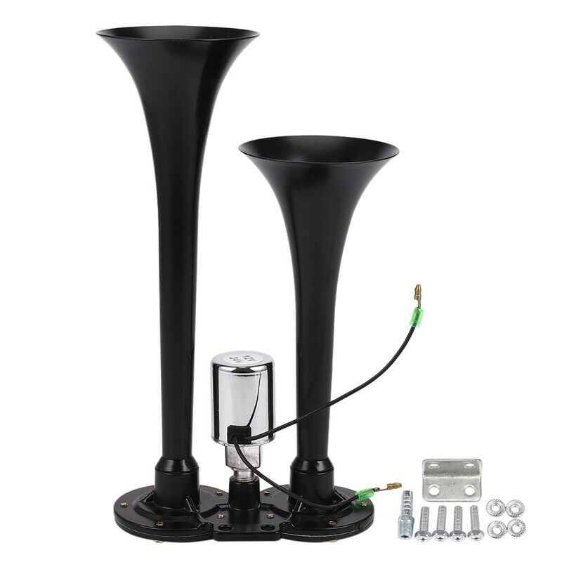 12V/24V 178DB Universal Super Loud Black Dual Trumpet Air Horn for Cars TrucksZ2