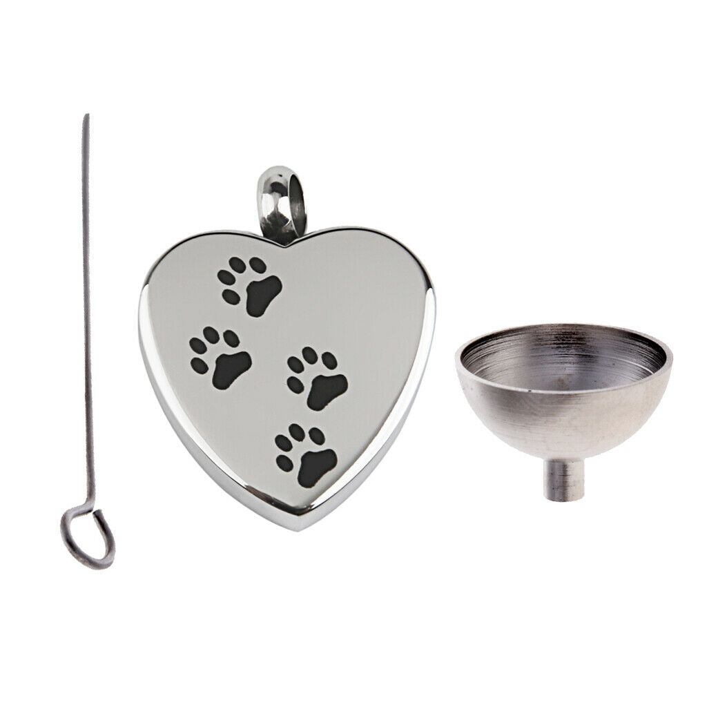 Keepsake Memorial Urn Ash Pet Dog Paw Heart Pendant Locket Funnel