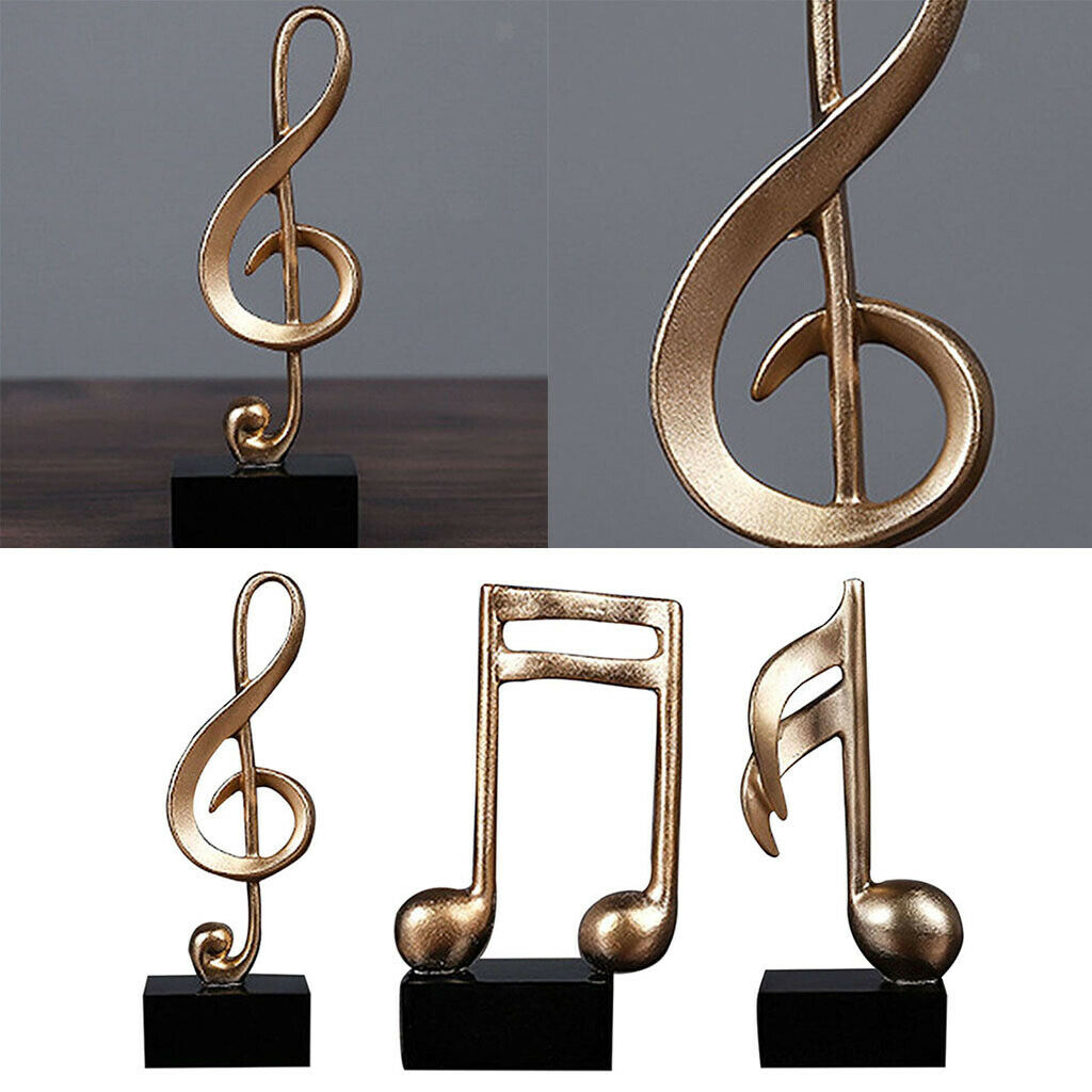 Golden Craft Musical Notes Sculpture Modern Abstract Statue Indoor Art Decor