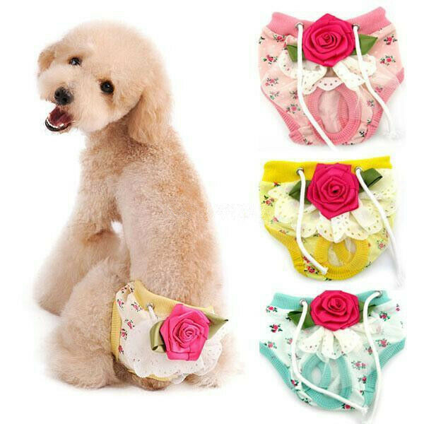 Pet Dog Puppy Female Sanitary Clothes Physiological Shorts Diaper Pink M