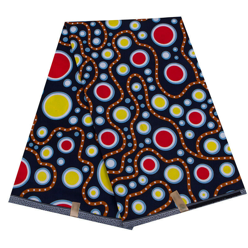 African Wax Printed Fabric Dots Batik Polyester Cloth DIY Sewing Garment Supply