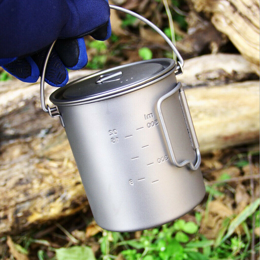 Healthy Titanium Cook Pot Outdoor Camping Hiking Backpacking Stockpot 750ml