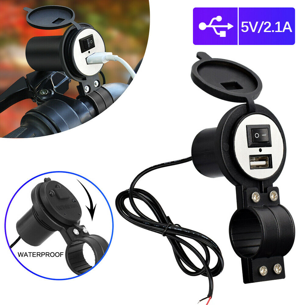 Waterproof USB Motorcycle Charger Adapter with Switch Socket Plug Fast Charger
