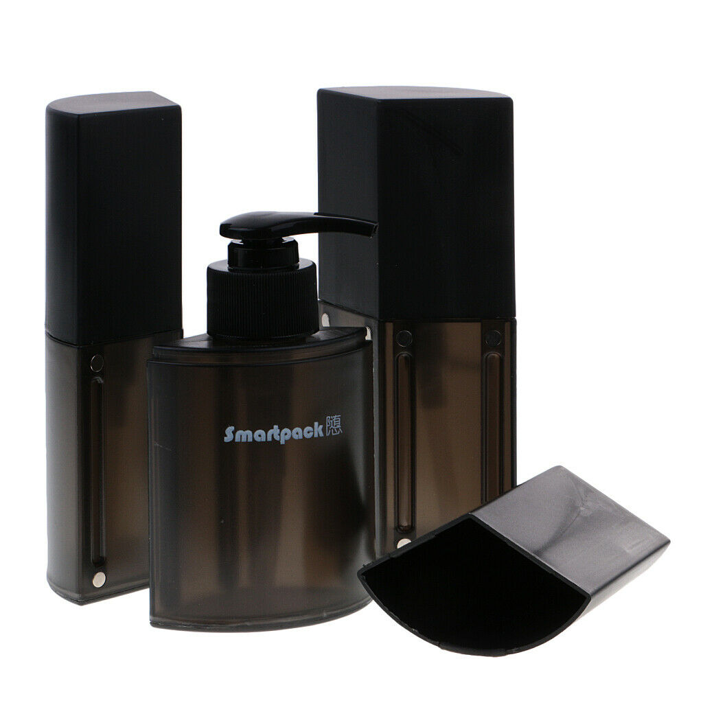 Portable Plastic 6pcs Travel Bottles Container For Lotion Shampoo Blue&Black