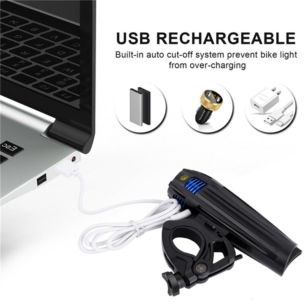 Bicycle Head Light Front Handlebar Lamp Waterproof Bike LED Headlight White