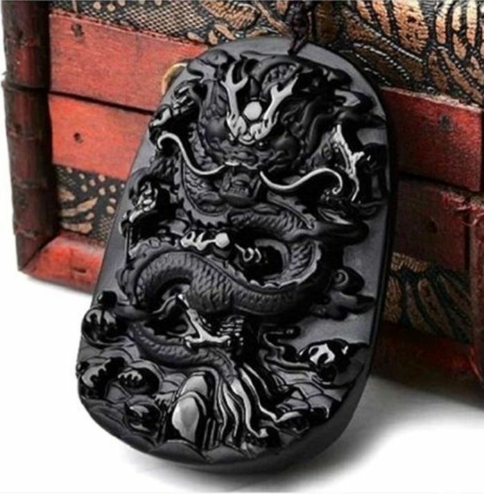 100% NATURAL OBSIDIAN CRYSTAL PENDANT CARVING Dragon pendant AAA