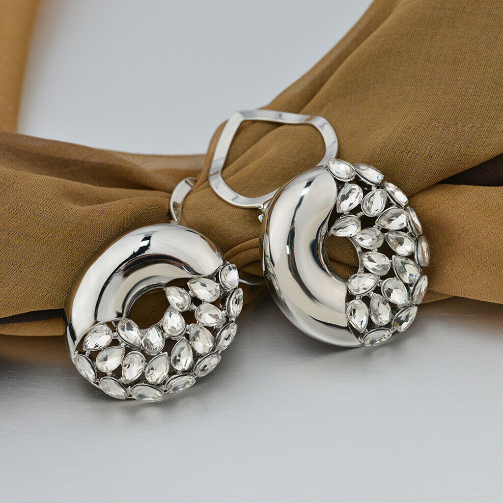 Ladies Fashion Round Rhinestone Scarf Buckle Holder Scarf Clip Jewelry
