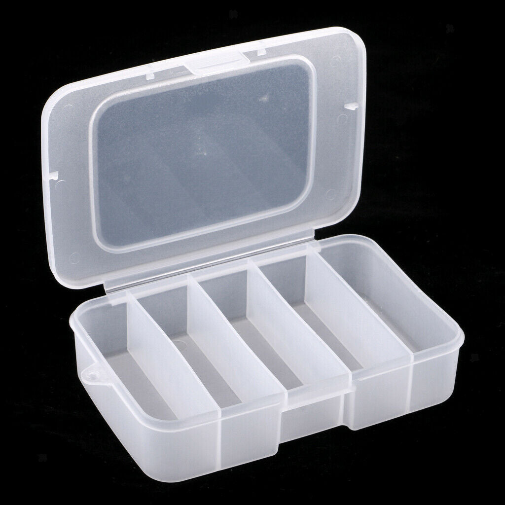 5 Compartments Plastic Fishing Tackle Box Lure Bait Hook Bead Storage Case