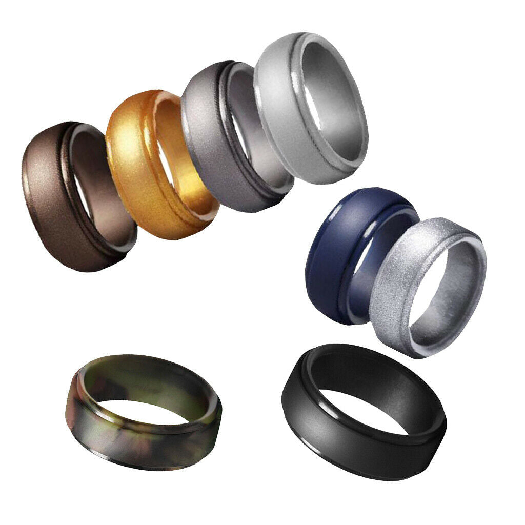 8 Pieces Silicone Rings Men Women Band Sport Rings Outdoor Rings Size 14