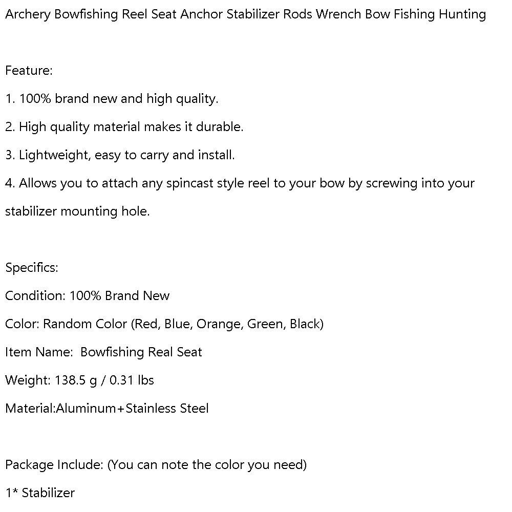 Archery Bowfishing Reel Seat Anchor Stabilizer Rods Wrench Bow Hunting CA