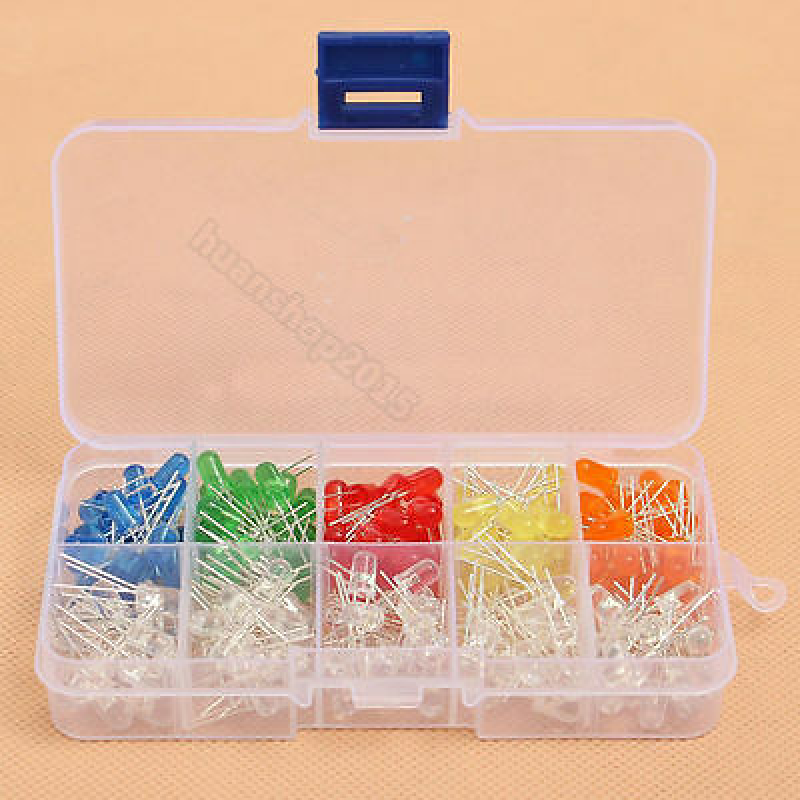 10 value Five Colors 3mm Round Bright Light LED Diode Lamp Assortment kit 300pcs