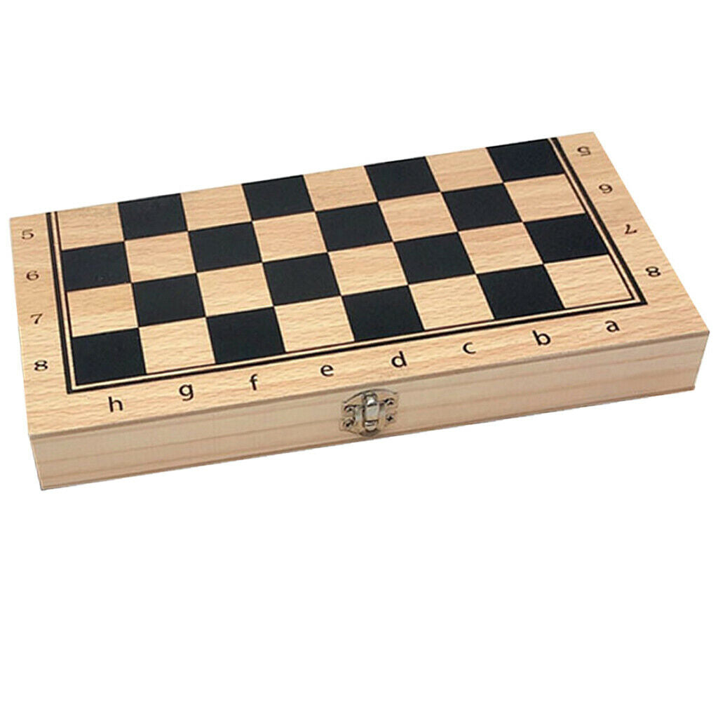 Folding Chessboard Wooden Chess Set 3 in 1 w/ Storage Case Toys 39x39cm
