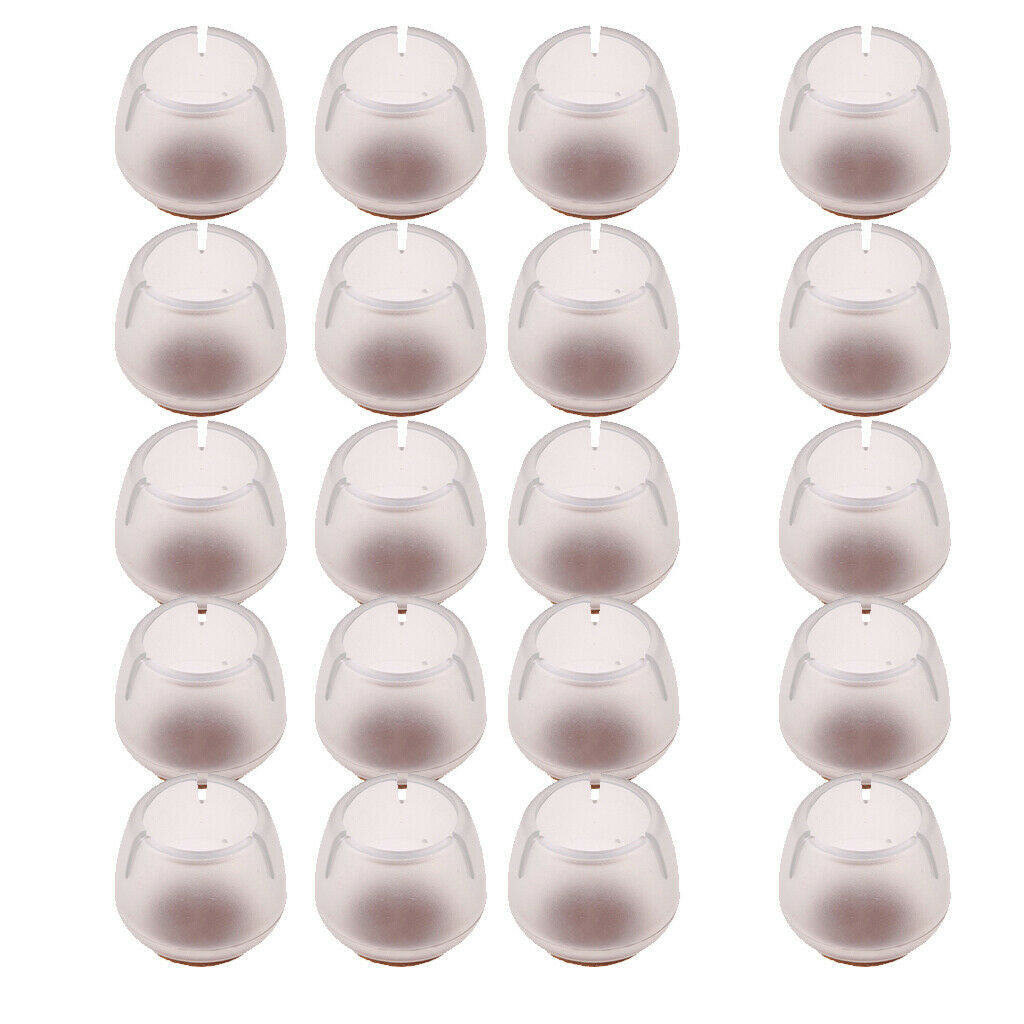 20 Pieces For Round 17-21mm Chair Leg Caps  Protectors Clear