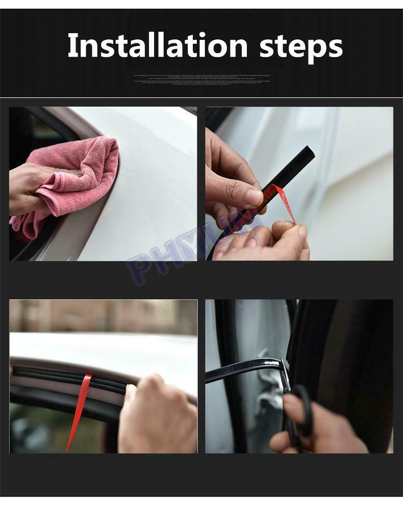 10M Car Door Hood Trunk Rubber Seal Strip Dual Layer Upgraded Sound Insulation